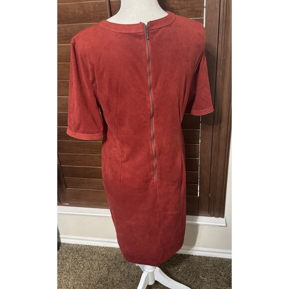 Spense Chamois Burnt Orange Dress Studded Knee Length Microsuede Sz 12 - Picture 5 of 9